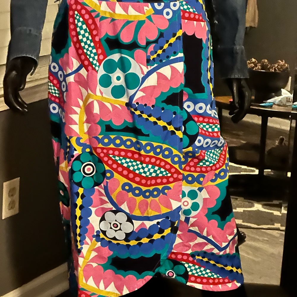 J. Crew Pink and Blue Midi Pencil Skirt - Picture 2 of 4